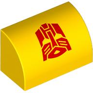 Lego Brick Curved 1 x 2 x 1 No Studs with Red Autotron Print