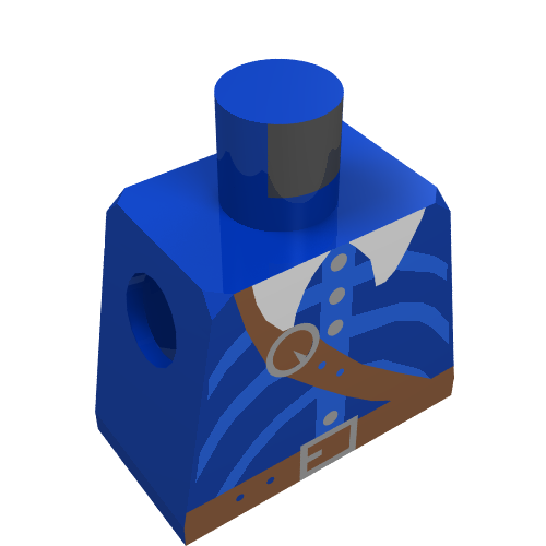 Lego Minifig Torso with Striped Shirt and Silver Buttons Print