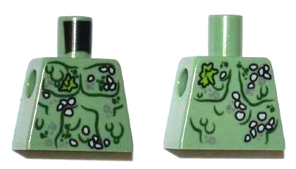 Lego Torso PotC Bare Chest with Marine Growth Pattern / Sand Green