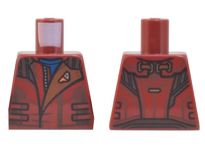 Lego Torso Jacket with Zipper, Straps, Reddish Brown Panel with Pin Pattern / Dark Red