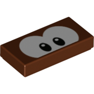 Lego Tile 1 x 2 with White Eyes Print