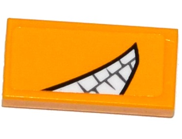 Lego Tile 1 x 2 with Partial Smile with Teeth Pattern (Sticker) - Set 75823 / Bright Light Orange