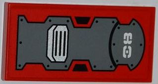 Lego Tile 2 x 4 with Bolted Panels, White '80' and Grille Pattern (Sticker) - Set 8080 / Red