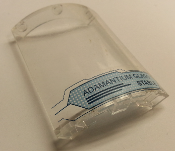 Lego Cylinder Quarter 4 x 4 x 6 with 'ADAMANTIUM GLASS: STABLE' Pattern (Sticker) - Set 76018