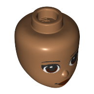 Lego Minidoll Head with Dark Brown Eyes, Dark Brown Lips print / Medium Nougat