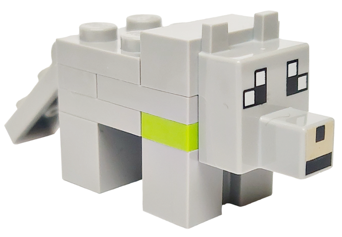 Lego Minecraft Wolf, Tamed (Lime Plate 1 x 2) - Brick Built