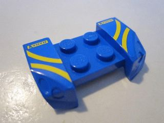 Lego Vehicle, Mudguard 2 x 4 with Headlights Overhang with Yellow Stripes and 'KYOTO' on Blue Background Pattern on Both Sides (Stickers) - Set 8495