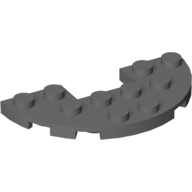 Lego Plate Round Half 3 x 6 with 1 x 2 Cutout / Dark Bluish Gray