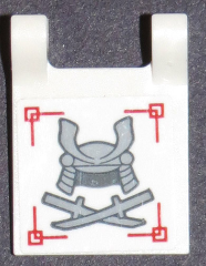 Lego Flag 2 x 2 Square with Flat Edge with Samurai Helmet and Crossed Swords Pattern (Sticker) - Set 70596