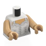 Lego Torso, White Dress, Silver Decorations, Light Nougat Chest Print, Warm Tan Arms and Hands