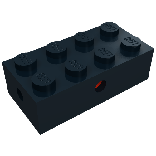 Lego Brick Special 2 x 4 with Wheel Holder Old, Clear Bottom, Red Inside / Black
