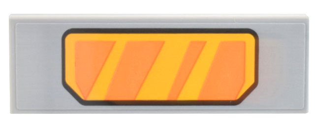 Lego Tile 2 x 6 with Bright Light Orange Panel with Orange Reflections on Light Bluish Gray Background Pattern (Sticker) - Set 10302 / Light Bluish Gray