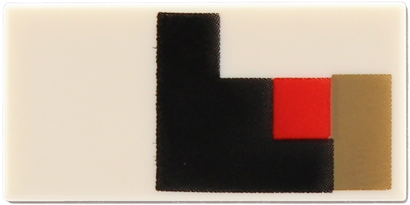 Lego Tile 1 x 2 with Pixelated Black, Dark Tan Rectangle and Red Square Pattern Model Left Side (Minecraft Iron Golem Eye)