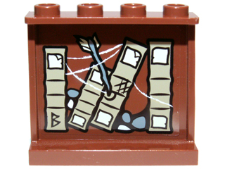 Lego Panel 1 x 4 x 3 with Side Supports - Hollow Studs with Books, Cobweb, Stones and Arrow Left Pattern on Inside (Sticker) - Set 9473