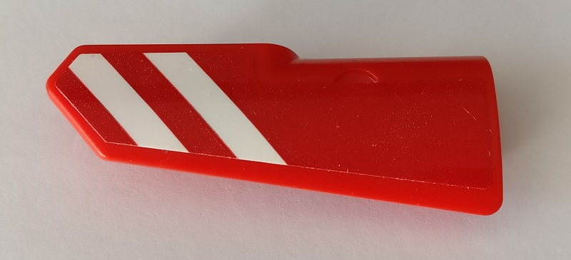 Lego Technic, Panel Fairing #22 Very Small Smooth, Side A with Red and White Danger Stripes Pattern (Sticker) - Set 42082 / Red