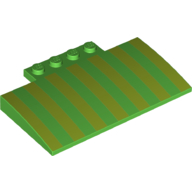 Lego Brick Curved 5 x 8 x 2/3 with Yellow Stripes/Rectangles Print / Bright Green