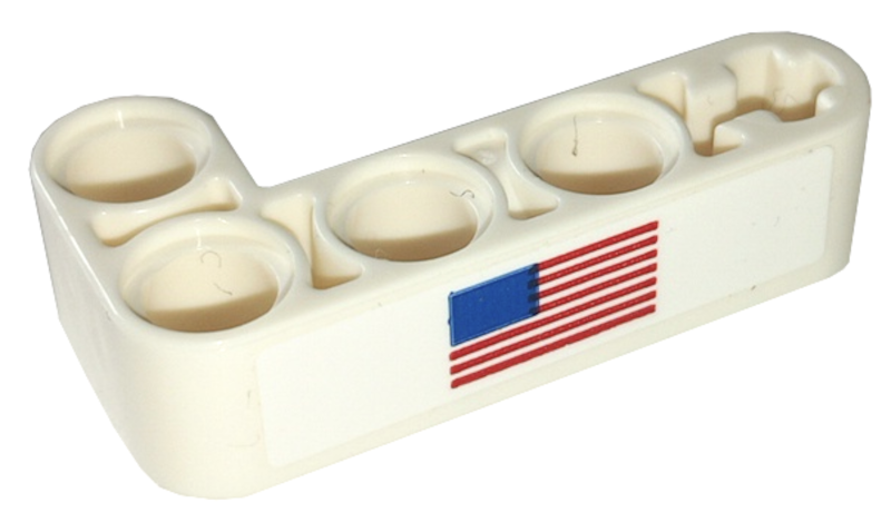 Lego Technic, Liftarm, Modified Bent Thick L-Shape 2 x 4 with United States of America (USA) Flag Pattern (Sticker) - Set 42158