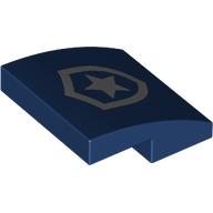 Lego Brick Curved 2 x 2 x 2/3 with Silver Police Badge print / Dark Blue