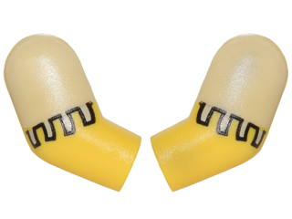 Lego Arm, (Matching Left and Right) Pair with Tan Fringe Sleeves Pattern / Yellow