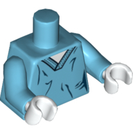 Lego Torso V-Neck Scrubs with Wrinkles Print (Surgeon), Medium Azure Arms, White Hands / Medium Azure