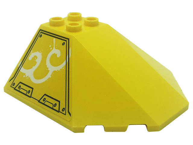 Lego Windscreen 6 x 6 x 2 Canopy with Panel with Hull Plates, Silver Dots and White Smoke Clouds Pattern Model Left Side (Sticker) - Set 80008