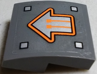 Lego Slope, Curved 2 x 2 x 2/3 with Orange Circuitry in Silver Arrow Pattern (Sticker) - Set 70317