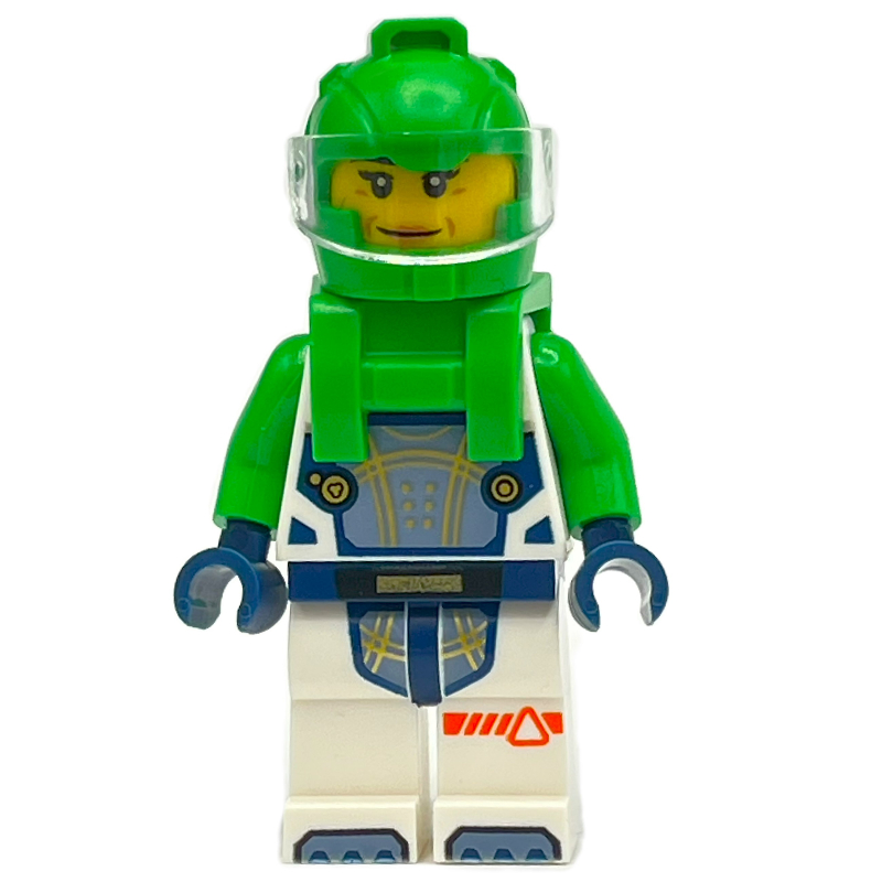 Lego Astronaut, White Spacesuit, Bright Green Backpack and Helmet
