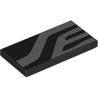 Lego Tile 2 x 4 with Silver Zig-Zagging Stripes Print