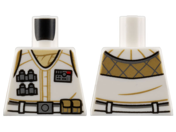 Lego Torso Coat, Dark Tan Scarf and Trim, Silver Rank Badge and Tools, Belt with Buckle and Pouches Pattern
