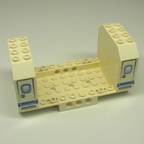 Lego Aircraft Fuselage Angular Bottom 6 x 12 x 5 with Doors on Blue Stripe Print [4618] / White