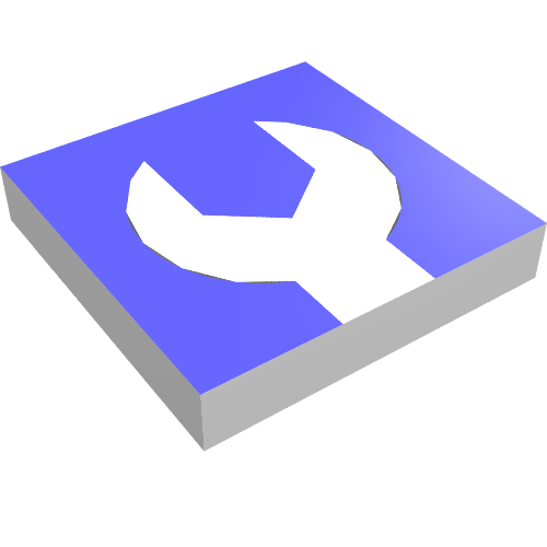 Lego Tile 2 x 2 with Tool Wrench Print / White