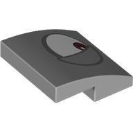 Lego Brick Curved 2 x 2 x 2/3 with Left Eye Print / Light Bluish Gray