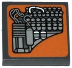 Lego Tile 2 x 2 with SW Landspeeder Circuitry on Nougat Background Pattern (Sticker) - Set 75052 / Dark Bluish Gray