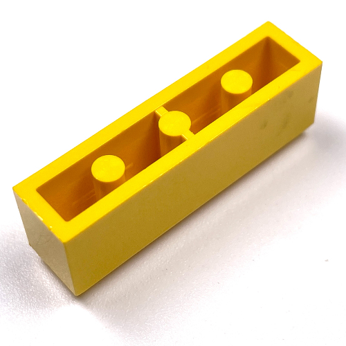 Lego Brick 1 x 4 with Bottom Tubes, Lowered Center Cross Support / Yellow