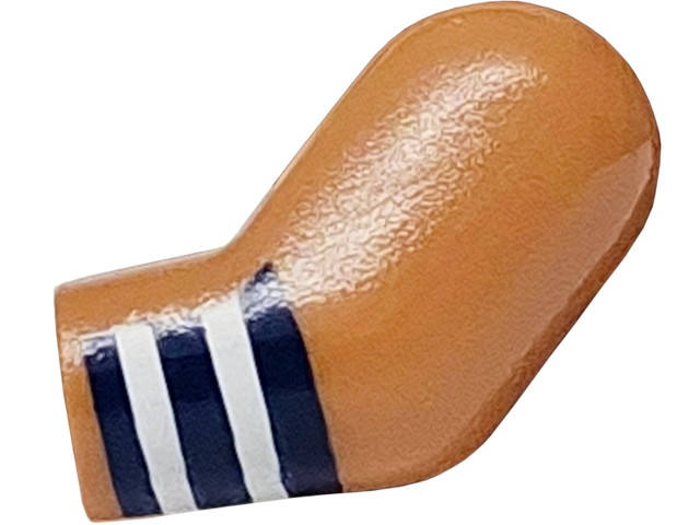 Lego Arm, Left with Dark Blue and White Striped Wristband Pattern / Sienna Brown