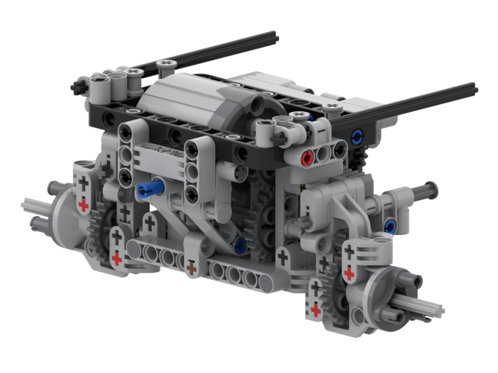 Lego Truck Trial - Front axle with transverse motor and standard portal hubs