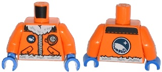 Lego Torso Arctic Explorer Logo with Zipper and White Fur Trim Pattern / Orange Arms / Blue Hands