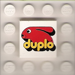 Lego Tile 2 x 2 with Duplo Bunny Logo Pattern