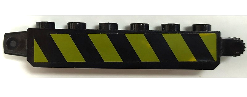 Lego Hinge Brick 1 x 6 Locking with Black and Yellow Danger Stripes Pattern Model Left Side (Sticker) - Set 7713 / Black