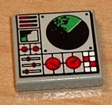 Lego Tile 2 x 2 with Radar and Controls Pattern (Sticker) - Set 8839 / Light Gray