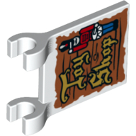 Lego Flag 2 x 2 Square [Thick Clips] with Gold 'Toy Shop' and Nutcracker Drummer on Wood Background Print / White