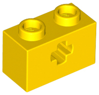 Lego Technic, Brick 1 x 2 with Axle Hole / Yellow
