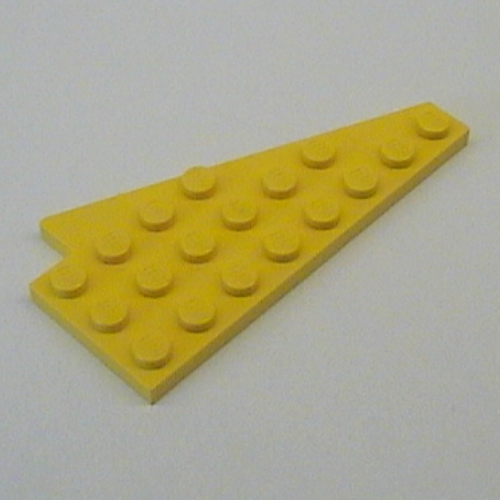 Lego Wedge, Plate 8 x 4 Wing Left without Underside Stud Notch / Yellow
