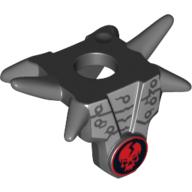 Lego Minifig Neckwear Armour Breastplate with Shoulder Spikes Gray and Ninjago Cracked Red Skull Print / Black