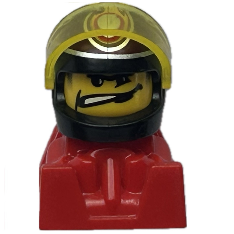 Lego Racer - Black Helmet,  Trans-Yellow Visor, Red Body