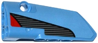 Lego Technic, Panel Fairing # 3 Small Smooth Long, Side A with Red Triangle and Carbon Fiber Pattern (Sticker) - Set 42036