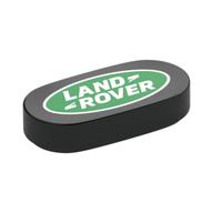 Lego Tile Round 1 x 2 with 'LAND ROVER' Logo Print / Black
