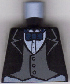 Lego Torso Batman Suit Jacket with Gray Vest, Dark Blue Bow Tie Pattern / Black