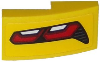 Lego Slope, Curved 2 x 1 x 2/3 with Corvette Taillight Pattern Model Right Side (Sticker) - Set 75870