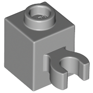 Lego Brick Special 1 x 1 with Clip Vertical [Open O Clip, Hollow Stud] / Light Bluish Gray